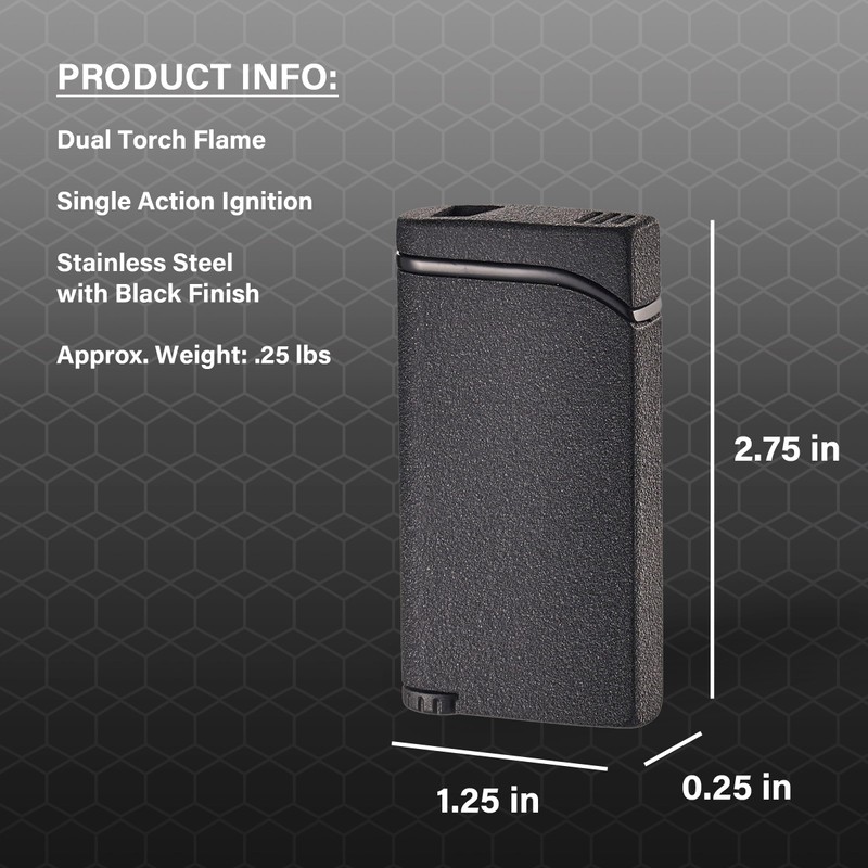 Visol Vista Butane Torch Lighter Double Flame Refillable Gas Lighter,