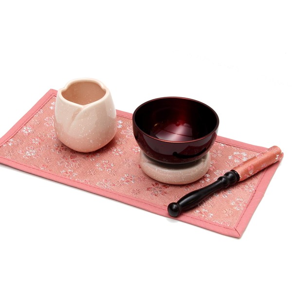 Mono Gokoro Original Water Bottle and Rin Set, Pink, Mini Buddhist Altar, Perfect for Compact Buddhist Altars