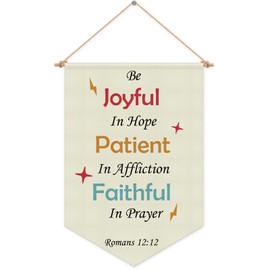 Christian Bible Verses Art Hanging Pennant Flag Banner Religious Scripture Decor Inspirational Gifts Wall Sign Decor for Nursery Bedroom Kids Boy Girl Christmas Birthday Gift Cotton Linen