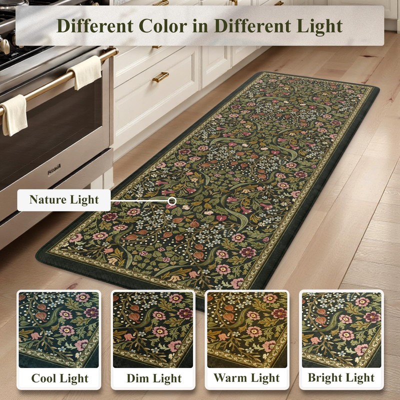 Collive Kitchen Mats for Floor, Cushioned Anti Fatigue Mat Green