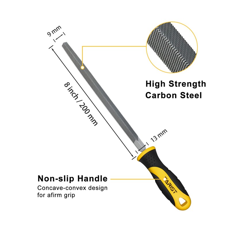 TARIST 200 mm Triangular Metal File, Professional Carbon Steel File,