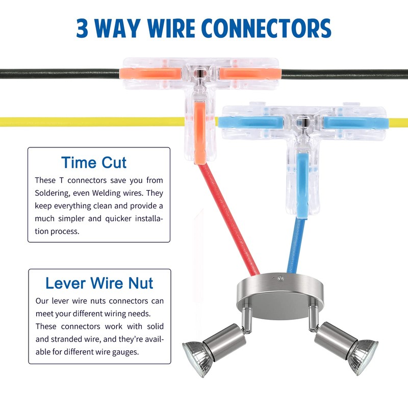 Brightfour T Tap Connectors for AWG 28-12, Lever Wire Connectors