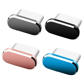 Type-C Cap Connector Cover Highlight Super Durable 4pcs Waterproof Dustproof Portable Protective Cover Charging Port Connector Cover for Smartphones (Black,Gray,Rose Gold,Blue)
