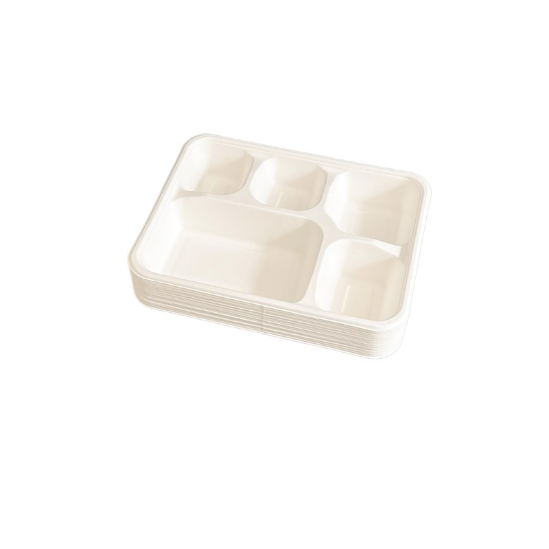 Be4Ever Sugarcane Bagasse 5 Compartment Plates Rigid & Durable Divided