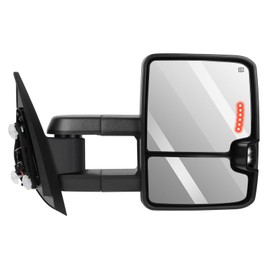 ROADFAR Towing Mirrors with 2008-2013 For Chevy Silverado For GMC Sierra All Models Tow Mirrors With Left and Right Side Power Control Heated LED Turn Signal Running Width Light Black Housing