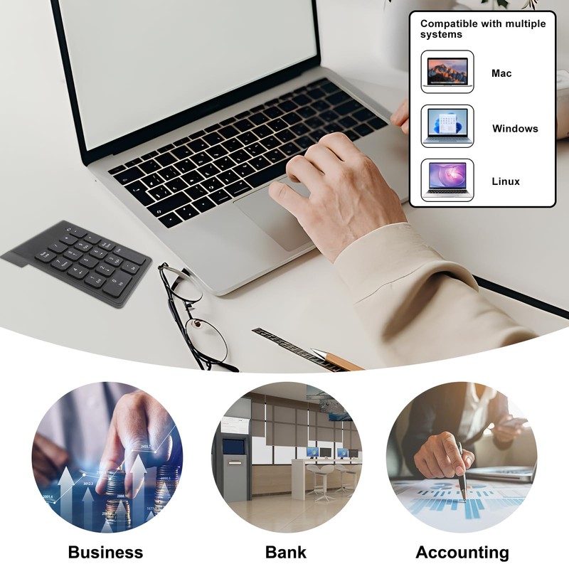 Wireless Numeric Keypad 2.4G Portable Ergonomic Mini Numpad with USB