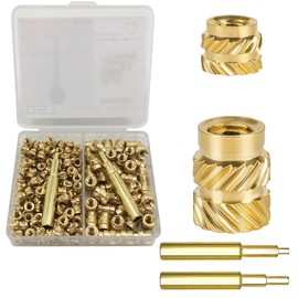 QSJ 170Pcs Threaded Inserts Set Brass Heat Set Insert M3 M4 Insert Nut with Soldering Iron Tip for 3D Printed Plastic Materials