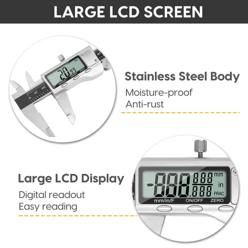 Digital Caliper Measuring Tool, 6 Inch Caliper Tool with Large