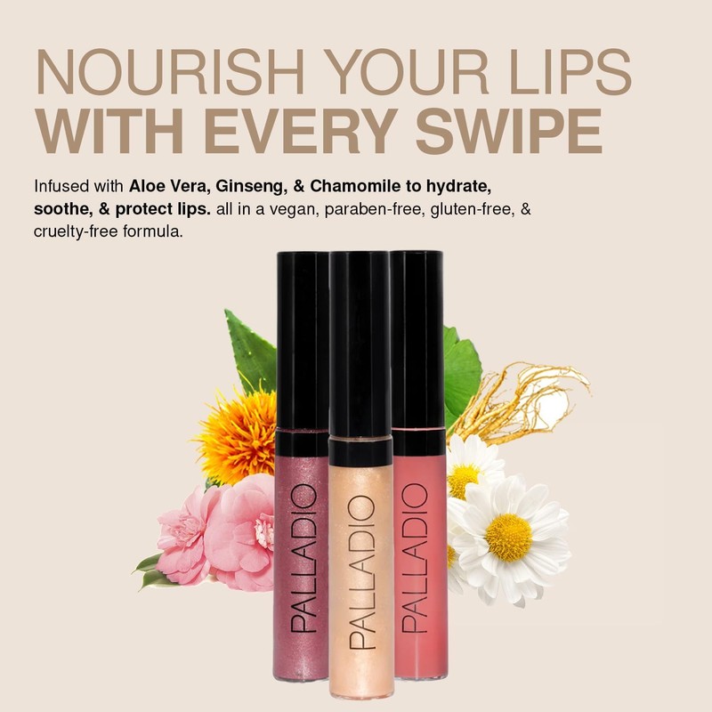 Palladio Brillo de Labios Pink Pearl con Vitamina E y