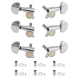 QWORK Pack of 6 3R 3L Guitar Tuning Pegs for Electric or Acoustic Guitars, Electroplated Silver