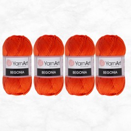 Yarn Art 4 Skein (Pack) Yarnart Begonia Yarn, Total 7.05 Oz. 100% Mercerized Cotton, Each 1.76 Oz (50g) / 185 Yrds (169 m), Fine-Sport 2 (Orange - 5535, 4 Pack)