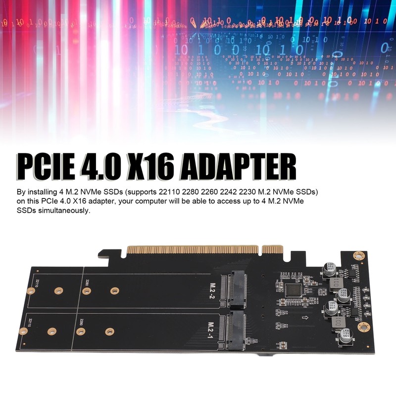 Quad M.2 NVMe to PCIe 4.0 X16 Adapter 4 Port