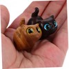 ORFOFE 2Pcs Cat Figurine Natural Sandalwood Carved Cat Statues for
