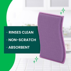 Scotch-Brite Stay Clean Scrubber Pads, 2-Pack, Non-Scratch Dish Sponges for Kitchen Cleaning, Rinses Clean, Odor-Resistant, Safe on Non-Stick Cookware, Pots, Pans, and Glassware
