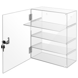Acrylic Display Case with Lock Key, Removable 4-Tier Clear Acrylic Display Case with Shelves, Locking Countertop Display Case Display Cabinet Safe Storage for Collectibles Retail (11.8x5.9x15.7 inch)