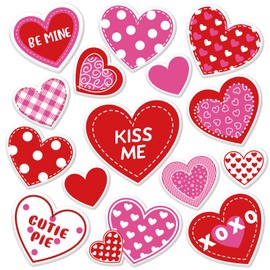 JarThenaAMCS Valentine's Day Thick Gel Clings Red Pink Love Heart Window Gel Decals for Wedding Anniversary Home Classroom Nursery Party Supplies