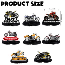 Motorcycle Motorbike Happy Birthday Honeycomb Centerpieces Extreme Soprts Racing Motocross Dirt Bike Theme Decor for Motorcycle Rider Man Boys Teen 1st Birthday Party Baby Shower Supplies Decorations