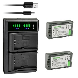 Kastar 2-Pack CGR-D08S Battery and LTD2 USB Charger Compatible with Panasonic PV-DV100, PV-DV100K, PV-DV101, PV-DV102, PV-DV103, PV-DV121, PV-DV151, PV-DV200, PV-DV200K, PV-DV201, PV-DV202 Camera