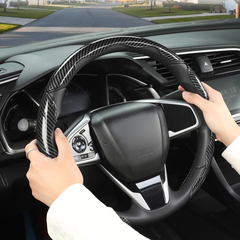 GIANT PANDA Carbon Fibre Pattern 3 Piece Steering Wheel Cover
