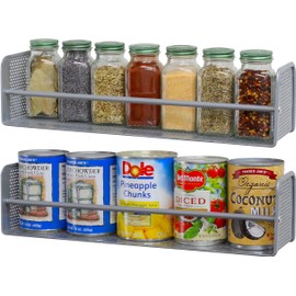 SimpleHouseware Wall Mounted Spice Rack, Silver, Set of 2