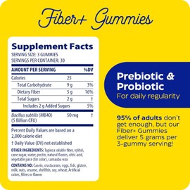 Enzymedica Fiber+ Gummies with Pre & Probiotics for Daily Regularity 90 Gummies