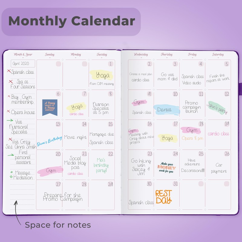 GoGirl Planner Agenda – Colorful Undated Monthly & Weekly Organizer