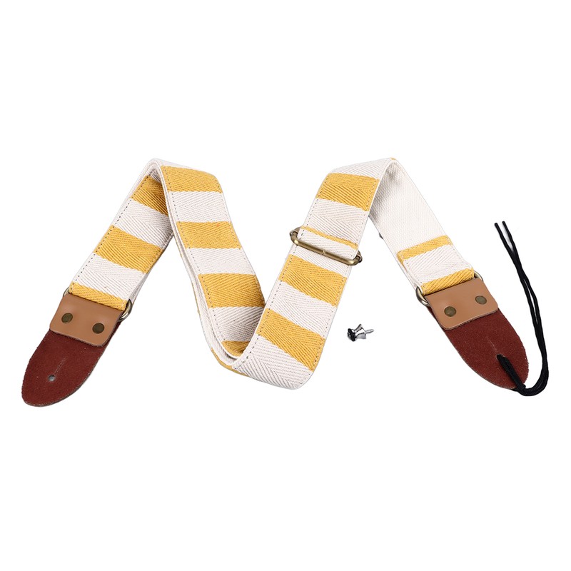 Guitar Strap Stylish Stripe Pattern Thickened Cotton Leather Adjustable Guitar
