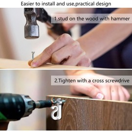 Screw in Cup Hooks,20 PCS Metal Ceiling Hooks Q-Hanger Hooks String Lights Hanger Hooks with Nails for Easy Release Outdoor Wire and Fairy Lights