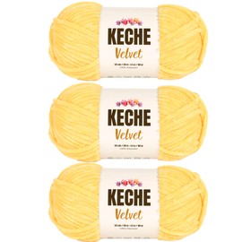 Keche Velvet Yarn for Crocheting, Soft Chenille Bulky Baby Blanket Amigurumi Yarn 3x100 gr (3x132 yds) (3- Skeins) - Dark Yellow