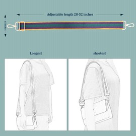chushui Woven Stripe Purse Straps,Replacement Crossbody Wide Shoulder Adjustable Strap for Bag Handbags,Green and Purple and Yellow
