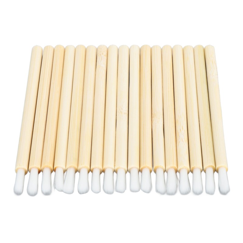 100pcs Disposable Lip Brush Nylon Fiber Bamboo Handle Lipstick Brush