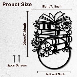 MAYJOYDIY Book Flowers Metal Towel Ring Reading Towel Holder Roses Flowers Leaves Plants Towel Holder Black Art Towel Stand Wall Mounted For Bathroom Kitchen Home Decoration Gift