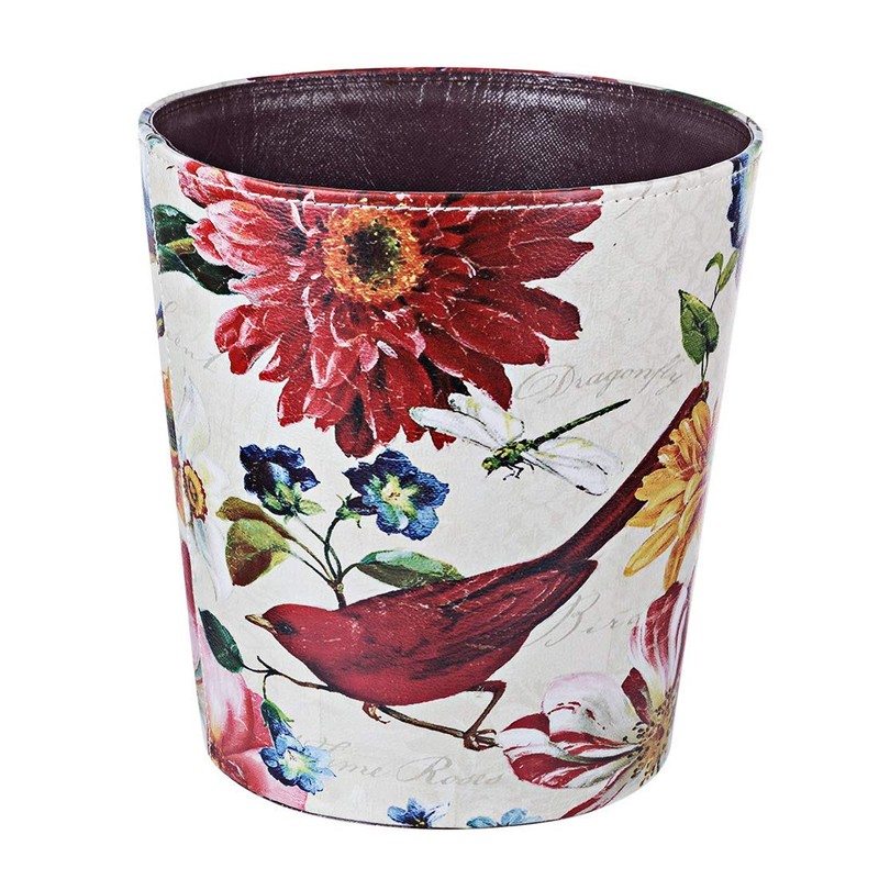 Scakbyer Leather Trash Can, Retro Decorative Waste Basket, 10L Capacity