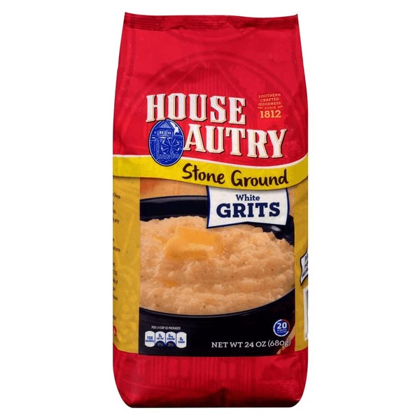 House Autry White Stone Ground Grits, Gluten-Free, 24 Oz. (Pack of 2)