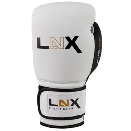 LNX Pro-One Leather Boxing Gloves - Professional Gloves for Sparring and Training 10 12 14 16 oz Men Women Matte Black (White/Black (101), 14 oz)