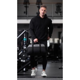 Fitgriff® Sports Bag & Travel Bag V2 for Men and Women - with Shoe Compartment & Wet Compartment - Bag for Sports, Fitness, Travel - Training Bag, Gym Bag, schwarz / grau