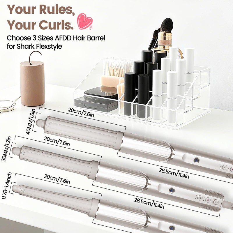 AFDD Conical Long Hair Curling Barrel Attachment Compatible with Shark