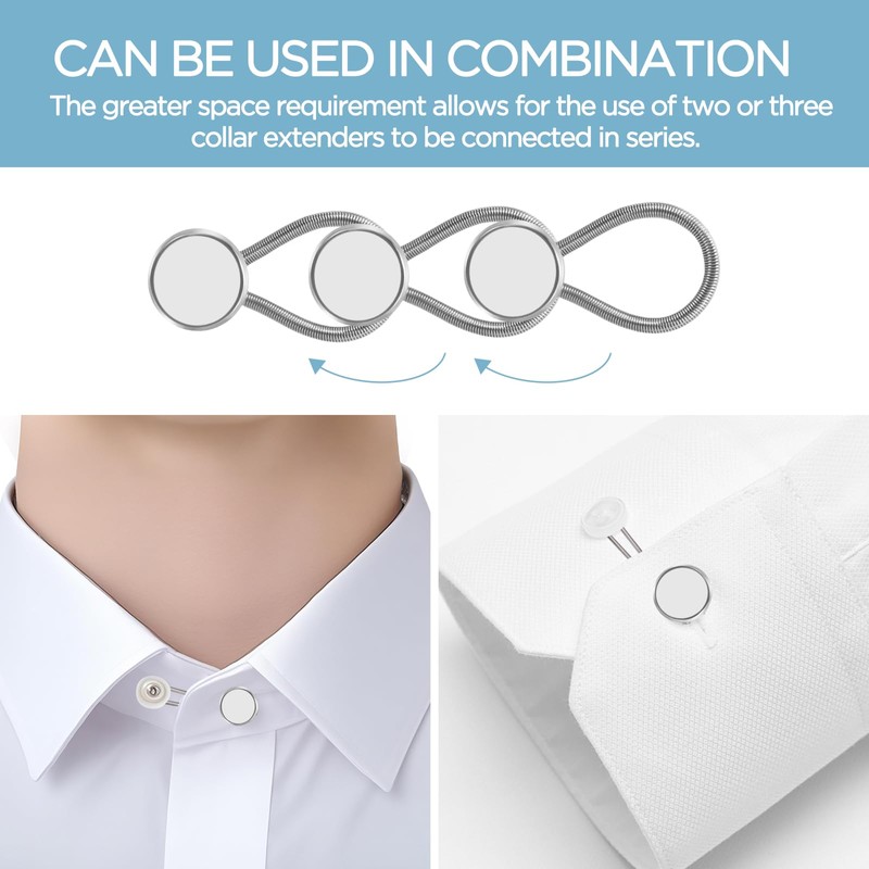 12 PCS Shirt Collar Button Extenders for Men's Dress Shirts,