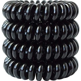 4 Count of Seamless Traceless Phone Cord Hair Ties, Spiral Coiled Hair Bands Waterproof Elastic Traceless Ponytail Holders Elastics for Thin Hair (Black)