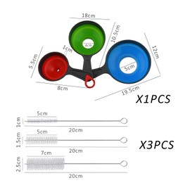 1 set of 3 pieces funnel set, 3 brushes, funnels for filling bottles or containers, kitchen funnel set with wide neck, wide mouth funnel, multifunctional foldable funnel, jam plastic funnel
