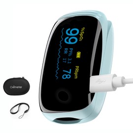 Rechargeable Pulse Oximeter Fingertip Oxygen Monitor Fingertip with SpO2 Pulse Rate and PI RR OLED Precision Fast Oximeter SpO2 Reading Outdoor Sports Home (Blue)