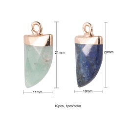 BEEFLYING Natural Gemstone Charms Pendant for Jewellery Necklaces Bracelets Making, Stone, Crystal