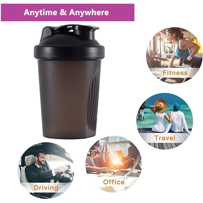 ZatRuiZE Protein Shaker Bottle 400ml, BPA- and DEHP-free, Leakproof Flip