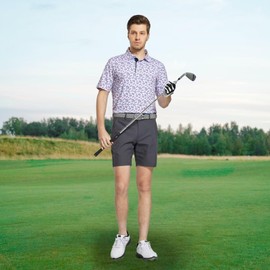 M MAELREG Polo Shirts for Men Quick Dry Fit Short Sleeve Performance Moisture Wicking Print Men’s Golf Shirts