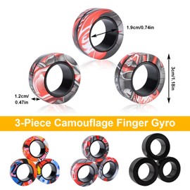 YHNMMNO 3 Sätze Magnetische Ringe Fidget Toys,9 PCS Adhs Magische Fingerring Spielzeug Sets,Anti-Stress Fidget Toy,Spinner Fingerring Ring für Kinder Stress Erwachsene