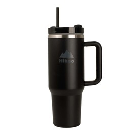 HIKEO Termo para Agua y Café de Viaje 1.2 L de Acero Inoxidable con Doble Pared Térmica, Tapa Antiderrames y Popote, Mantiene Bebidas Calientes Hasta 9 Horas y Frías 12 Horas, Taza con Agarradera