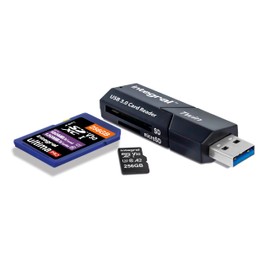 Integral Dual-Slot Micro SD & SD USB 3.0 Memory Card Reader Adapter - Super Fast File Transfer and Compatible with High Speed UHS-I Interface: SDHC, SDXC, microSDHC & microSDXC UHS-I U1 & U3
