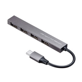 Sanwa Supply USB Type-C USB 2.0 4 Port Slim Hub USB-2TCH23SN Silver