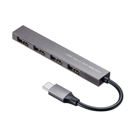 Sanwa Supply USB Type-C USB 2.0 4 Port Slim Hub USB-2TCH23SN Silver