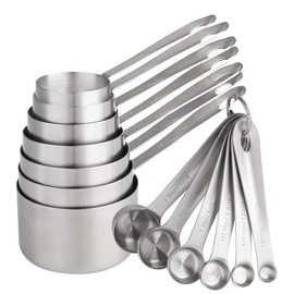 Smithcraft Measuring Cups and Spoons Set, 18/8 Stainless Steel Measuring Cups and Spoons, Metric & US Metal 7 Kitchen Measure Cups & 6 Measuring Spoons, Baking Measuring Tools Set 13